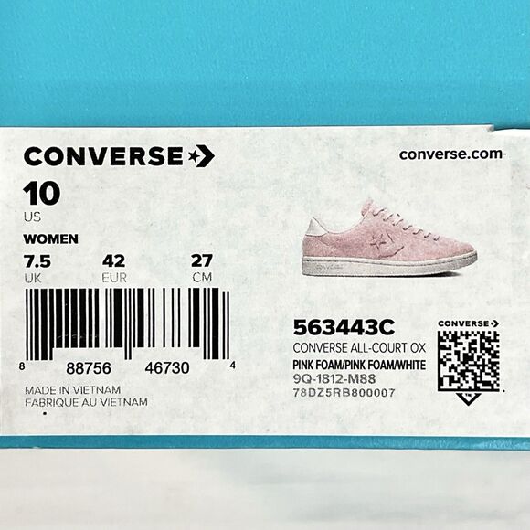 Converse Women's All Court Ox Sneakers Shoes Pink Suede Sz 10 New Lace Up - Picture 9 of 10